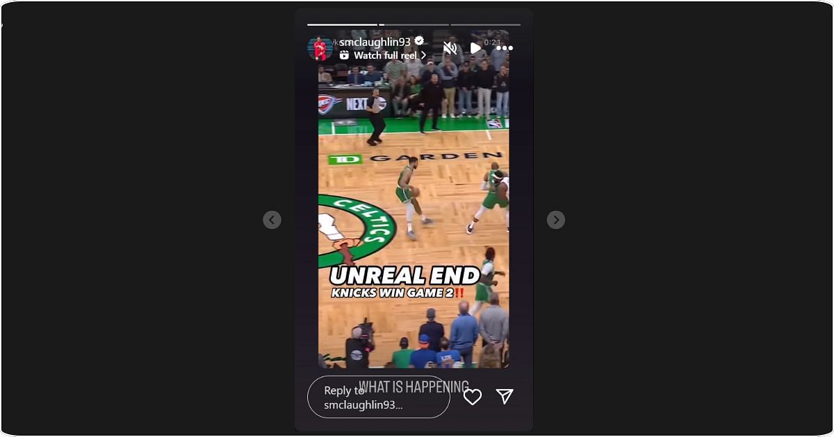 Scott McLaughlin reacted to the New York Knicks' performance against the Boston Celtics. Image: @smclaughlin via Instagram